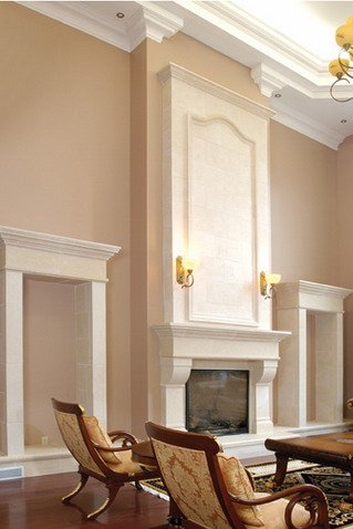 Marble Mantel Design High Ceiling Limestone Fireplace